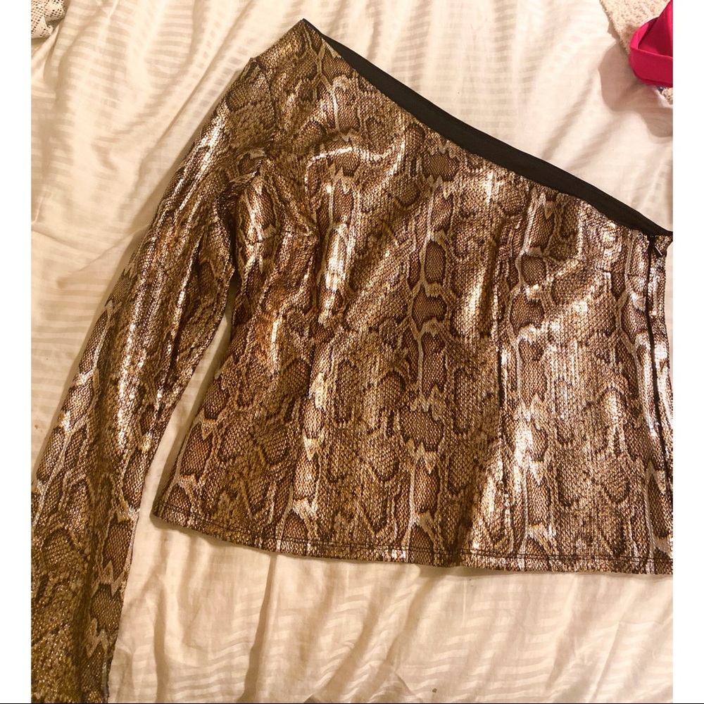 One shoulder snake skin Zara blouse